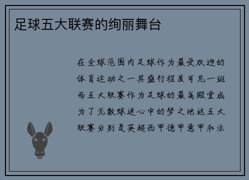 足球五大联赛的绚丽舞台