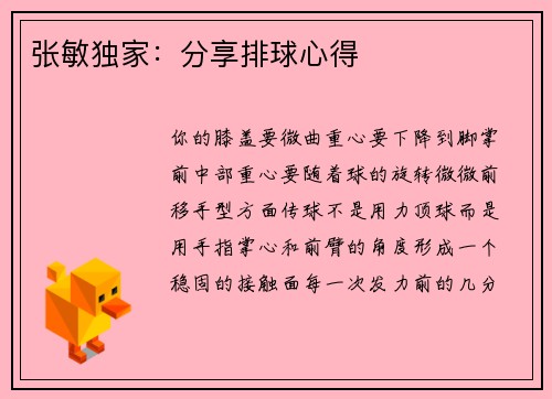 张敏独家：分享排球心得